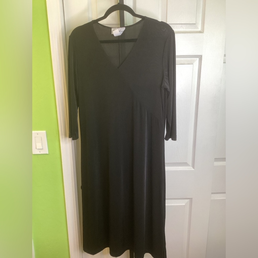SALE - Chic Black 3/4 Length Sleeve Dress, size Medium